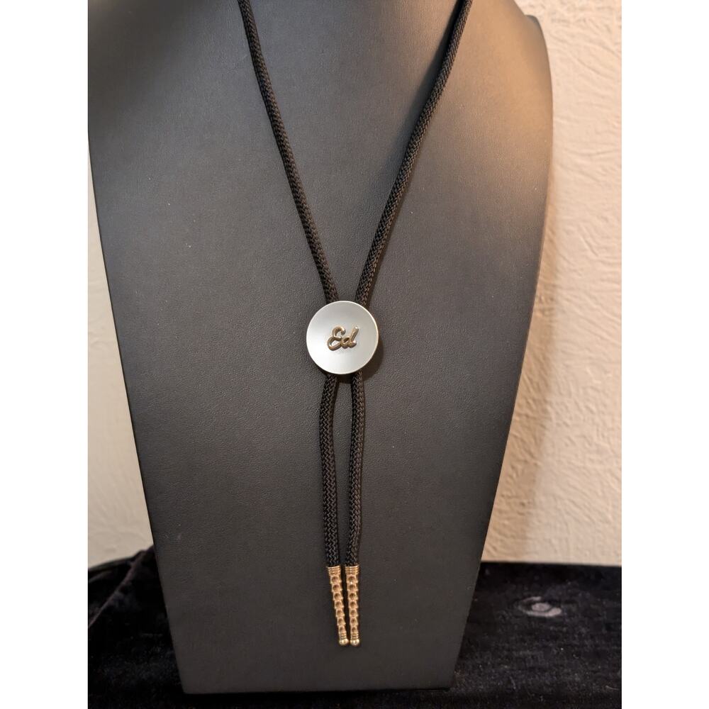 Swank Personalized 'Ed' Two Toned Metal Bolo Tie
